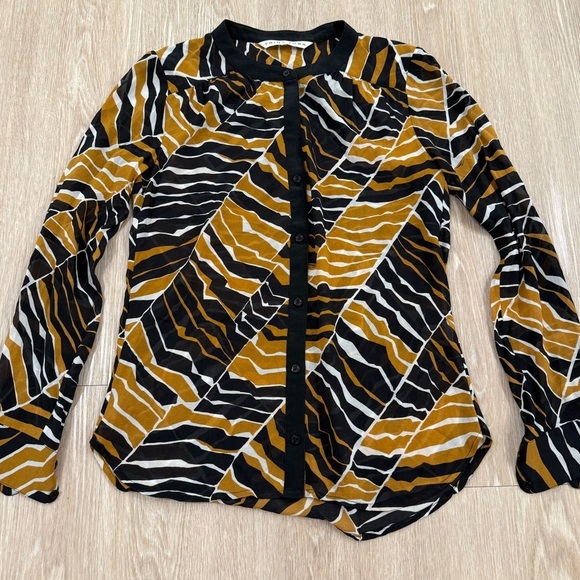 Trina Turk Black and Gold Patterned Blouse - Picture 1 of 4